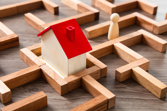 wooden house with maze real estate