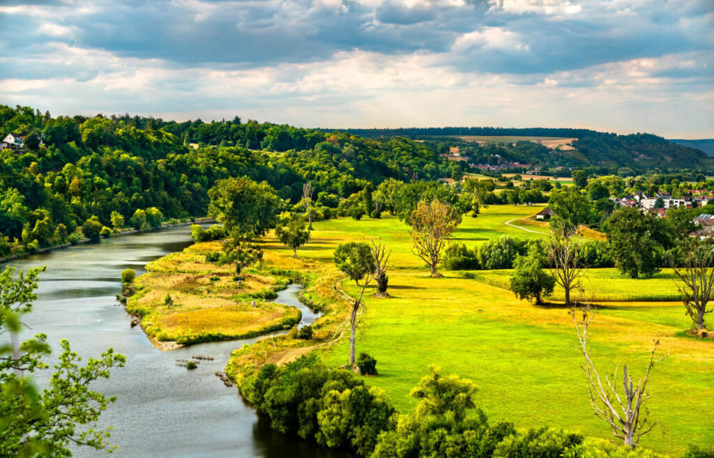 landscape of the neckar river at bad wimpfen in badenwurttemberg germany 1